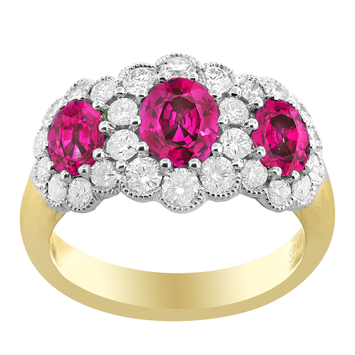 0.75CT DIAMOND 1.75CT RUBY RING (18TT)