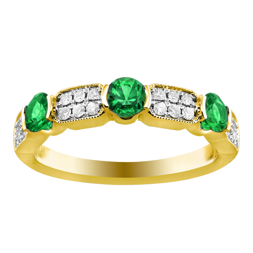 0.16CT DIAMOND 0.48CT EMERALD RING