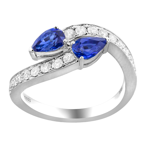 0.42CT DIAMOND 1.10CT SAPPHIRE RING