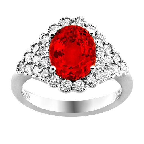0.84CT DIAMOND 2.00CT FIREOPAL RING