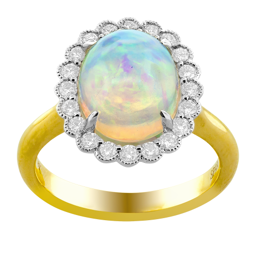 0.40CT DIAMOND 2.25CT OPAL RING