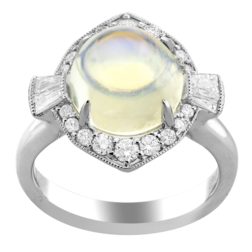 0.36CT DIAMOND 3.50CT MOONSTONE RING