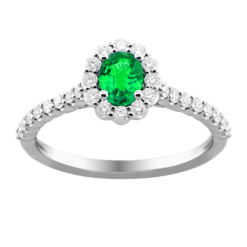 0.37CT DIAMOND 0.35CT EMERALD RING
