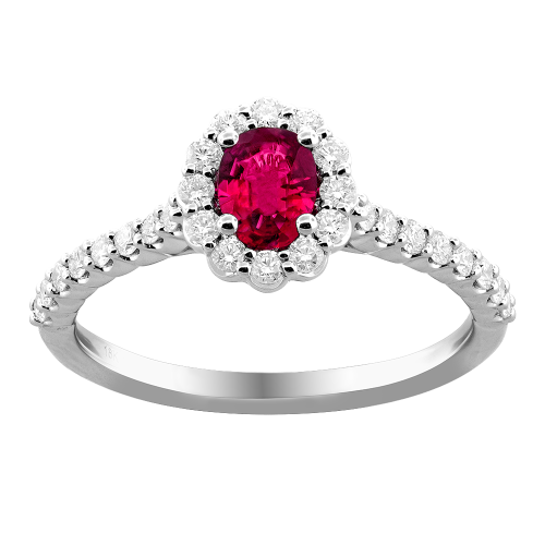 0.37CT DIAMOND 0.50CT RUBY RING