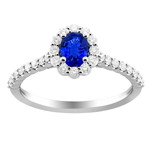 0.37CT DIAMOND 0.50CT SAPPHIRE RING