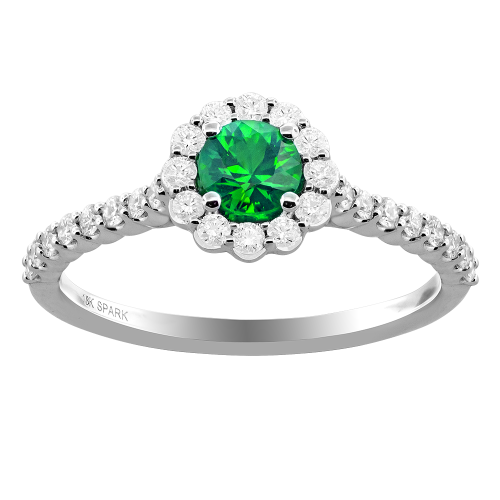 0.36CT DIAMOND 0.32CT EMERALD RING