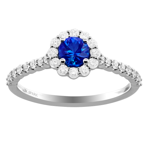 0.36CT DIAMOND 0.45CT SAPPHIRE RING
