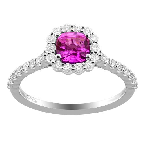 0.37CT DIAMOND 0.60CT PINK SAPPHIRE RING