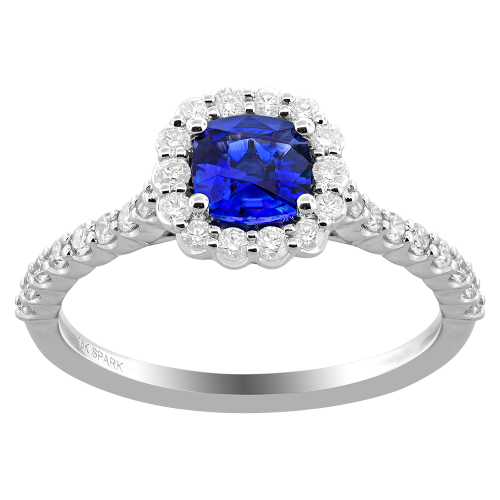 0.37CT DIAMOND 0.60CT SAPPHIRE RING