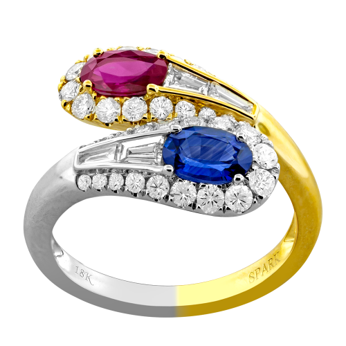 0.80CT DIAMOND 0.60CT RUBY 0.60CT SAPPHIRE RING