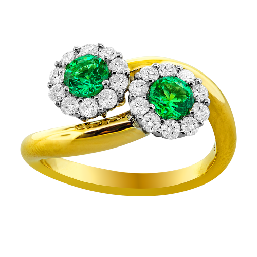 0.50CT DIAMOND 0.56CT EMERALD RING