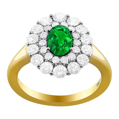 1.17CT DIAMOND 0.80CT EMERALD RING