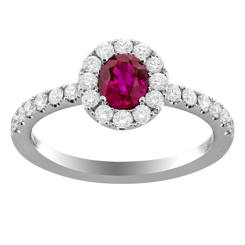 0.48CT DIAMOND 0.55CT RUBY RING