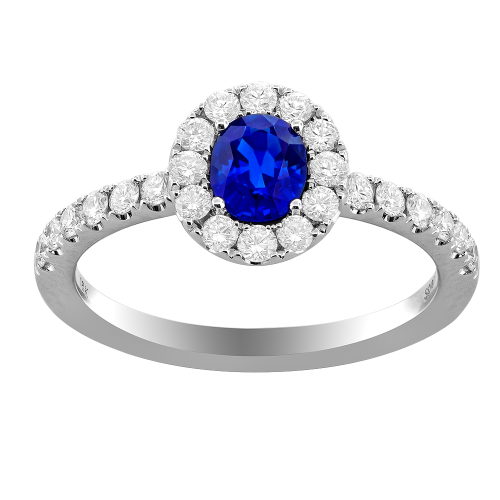 0.48CT DIAMOND 0.60CT SAPPHIRE RING