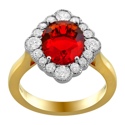 0.68CT DIAMOND 2.00CT FIREOPAL RING