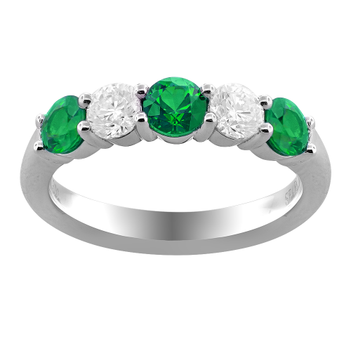 0.46CT DIAMOND 0.75CT EMERALD RING
