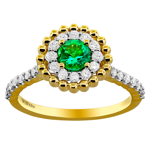 0.32CT DIAMOND 0.28CT EMERALD RING