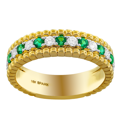 0.28CT DIAMOND 0.21CT EMERALD RING