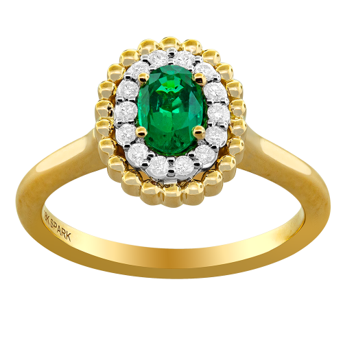 0.14CT DIAMOND 0.50CT EMERALD RING