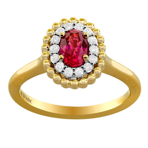 0.14CT DIAMOND 0.55CT RUBY RING