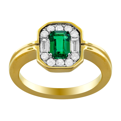 0.32CT DIAMOND 0.55CT EMERALD RING
