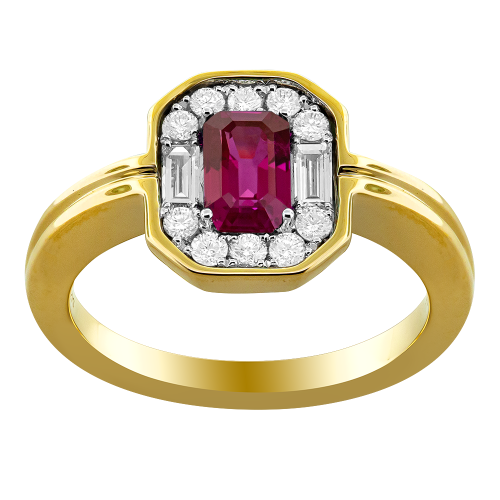 0.32CT DIAMOND 0.70CT RUBY RING
