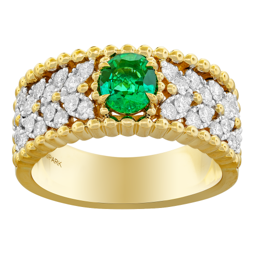 0.64CT DIAMOND 0.60CT EMERALD RING