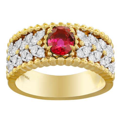 0.64CT DIAMOND 0.75CT RUBY RING