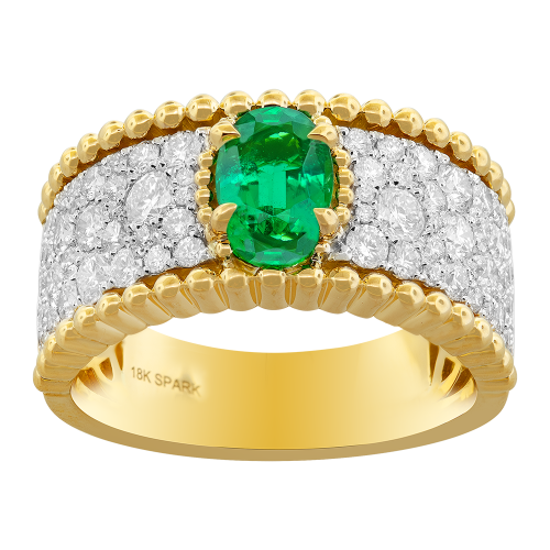 1.23CT DIAMOND 0.80CT EMERALD RING