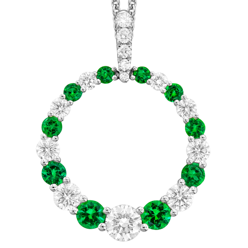 0.67CT DIAMOND 0.52CT EMERALD PENDANT