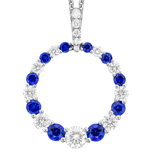 0.67CT DIAMOND 0.64CT SAPPHIRE PENDANT