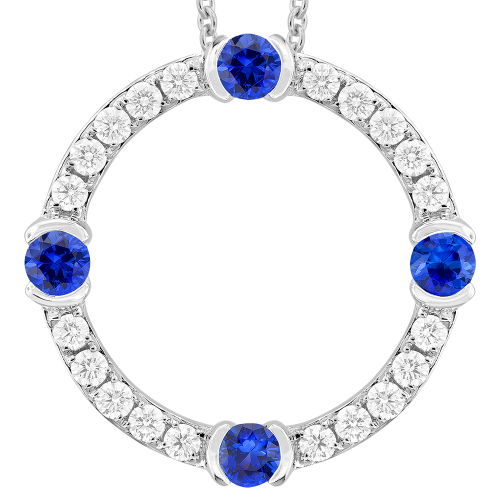 0.40CT DIAMOND 0.48CT SAPPHIRE PENDANT