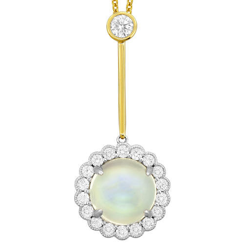 0.71CT DIAMOND 4.25CT MOONSTONE PENDANT