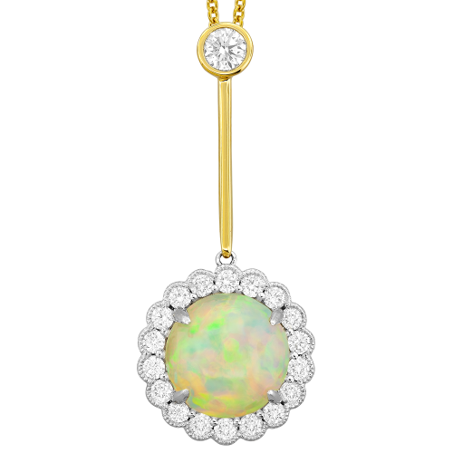0.71CT DIAMOND 3.00CT OPAL PENDANT