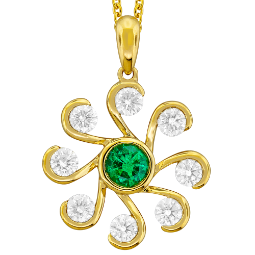 0.72CT DIAMOND 0.31CT EMERALD PENDANT