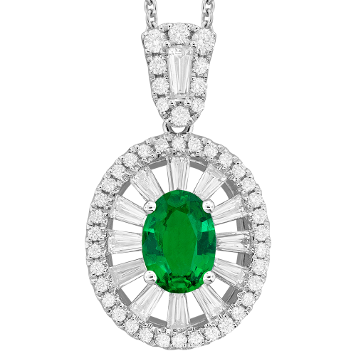0.67CT DIAMOND 0.80CT EMERALD PENDANT