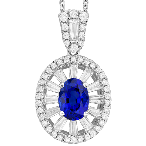 0.67CT DIAMOND 1.00CT SAPPHIRE PENDANT