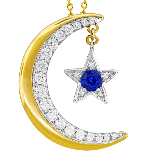 0.49CT DIAMOND 0.28CT SAPPHIRE PENDANT