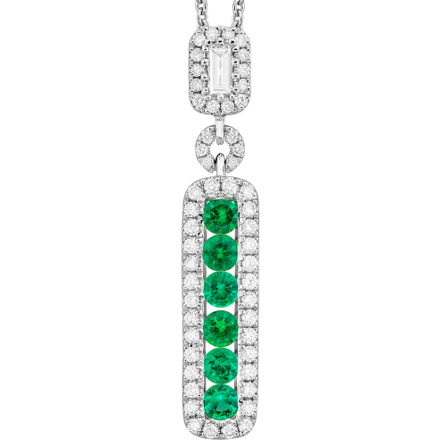 0.47RD DIAMOND 0.48CT EMERALD PENDANT
