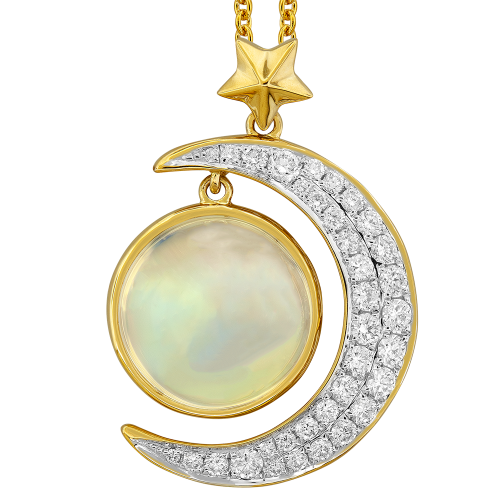 0.38CT DIAMOND 4.25CT MOONSTONE PENDANT