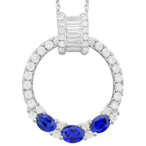 1.13CT DIAMOND 1.20CT SAPPHIRE PENDANT