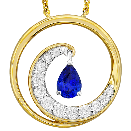 0.33CT DIAMOND 0.55CT SAPPHIRE PENDANT