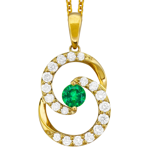 0.42CT DIAMOND 0.26CT EMERALD PENDANT