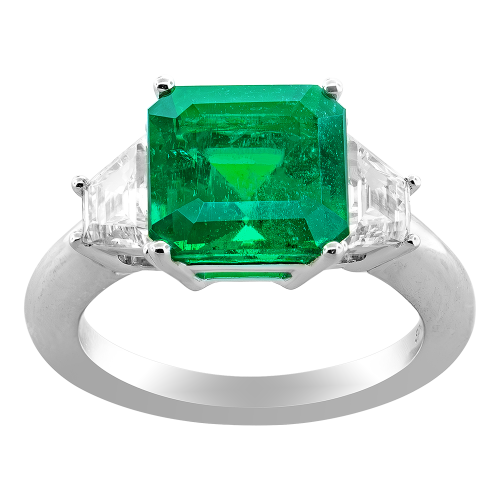 0.78 CT DIAMOND 3.36 CT EMERALD RING