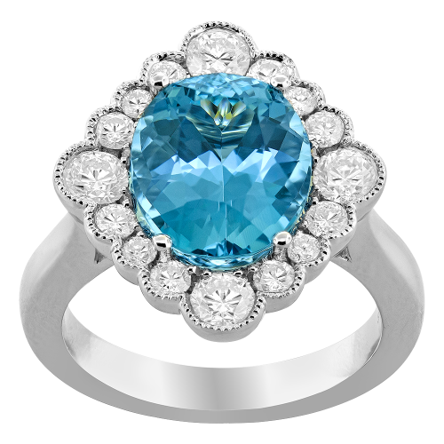 0.84CT DIAMOND 3.50CT AQUAMARINE RING