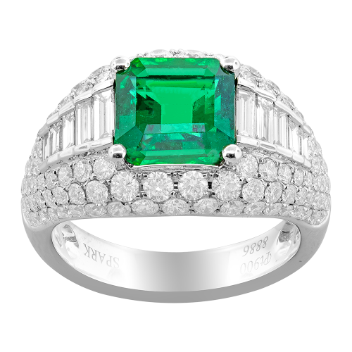 1.99 CT DIAMOND 2.46CT EMERALD RING