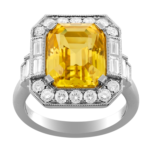 1.14CT DIAMOND 8.59CT YELLOW SAPPHIRE RING
