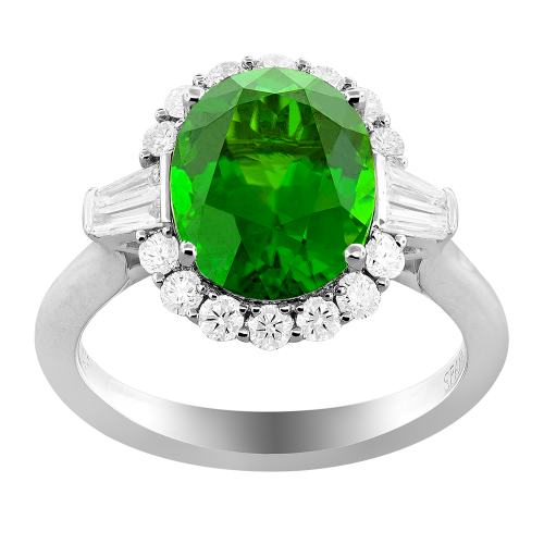.0.51CT DIAMOND 2.97CT TSAVORITE RING