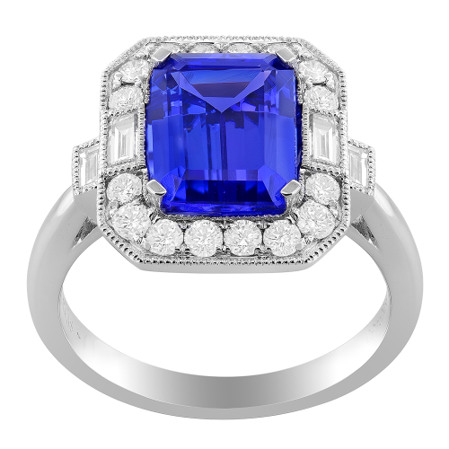 0.53CT DIAMOND 2.61CT TANZANITE RING