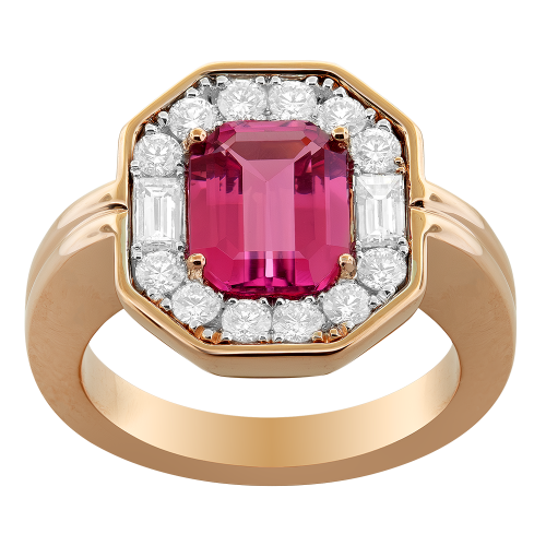 0.64CT DIAMOND 1.75CT PINK TOURMALINE RING